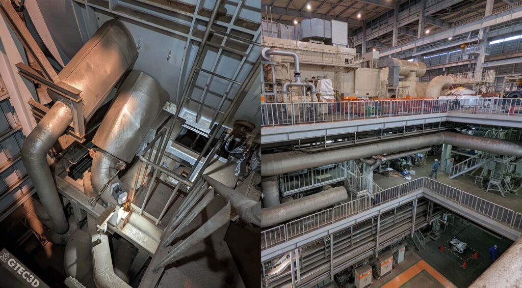 A photograph of the JERA Futtsu Power Plant in Chiba, Japan, highlighting the integration of GE Vernova 9HA gas turbines and featuring the logos of GTEC3D, GE, Tokyo Gas, and JERA.